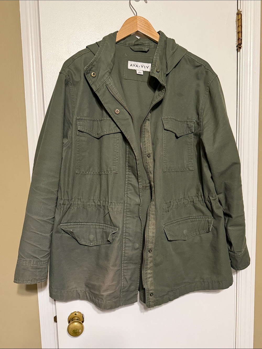 Ava & Viv Military Green Field Jacket with Hood